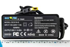 CARGADOR LENOVO 45N0319 ECO TEC CEC019-G 20V 3.25A, TIP RECTANGULAR,65W