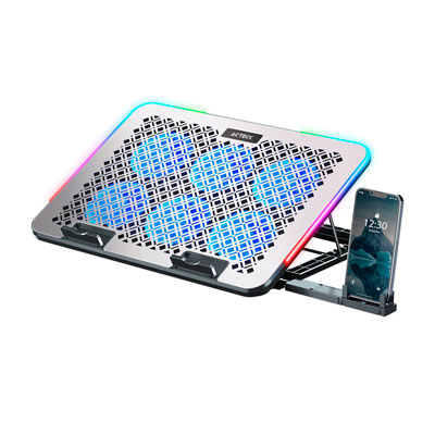 BASE ENFRIADORA ACTECK FROOST RAW BE630 PARA LAPTOP 15.6", CON 6 VENTILADORES, PLATA, AC-940771