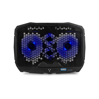 BASE ENFRIADORA VORAGO CP-301 PARA LAPTOP 17", 4 VENTILADORES, NEGRO