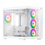 Gabinete Munfrost Hirow / Cristal Full Curve Templado / ATX-Micro ATX-Mini ITX / 4 Ventiladores ARGB Incluidos / Blanco